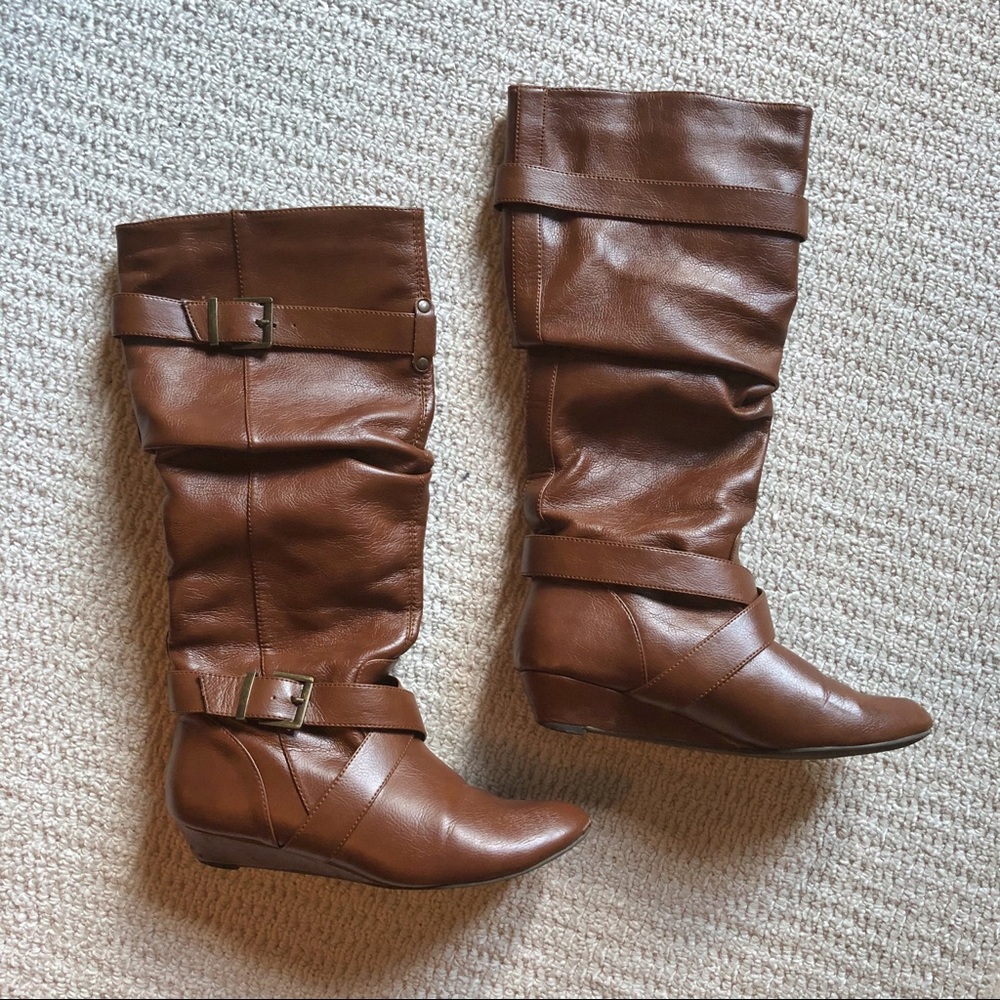 Brown Slouchy Knee Boots